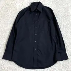 ユニクロ　長袖ファインクロスシャツ 黒 ブラック ポケット付き M