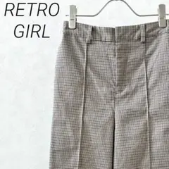 RETRO GIRL ワイドパンツ スラックス 千鳥格子柄 ポケット 裾スリット