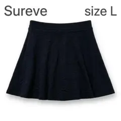 Sureve【L】花柄ジャガード フレアミニスカート 黒 ウエストゴムのサムネイル