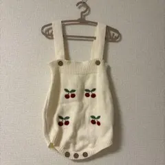 ululu チェリーロンパース　サロペット　さくらんぼ　80cm