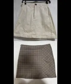 GU コーデュロイスカート、SHEINチェックタイトスカート