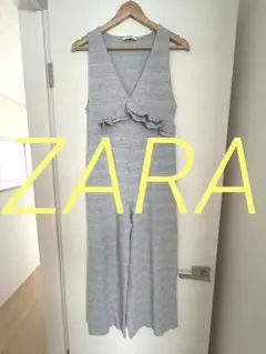 ZARA TRAFALUC グレー フリルジャンプスーツ　Mサイズ