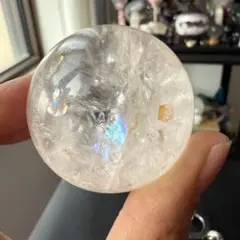 高品質 シトリン クォーツ アイリス 本水晶 虹 レインボー 丸玉 ay405