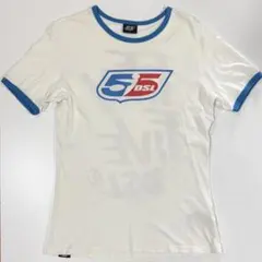 55DSL Tシャツ ホワイト ブルー リンガーTシャツ M