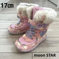 ムーンスター スノーブーツ ファー付き 17センチ 女の子 ピンク