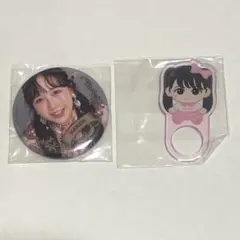 松本かれん　カプセルトイ　２点セット　フルーツジッパー　アクリルリング　缶バッジ