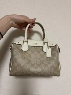 【COACHI】コーチ ベージュ ホワイト ハンドバッグ/ショルダーバッグ