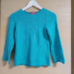 『souhait』七分袖ラグランケーブルニット綿毛混レディースフリーサイズ