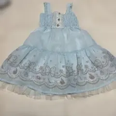 181 水色 ストライプ柄 刺繍ドレス　マザウェイズ　シンデレラ　ディズニー