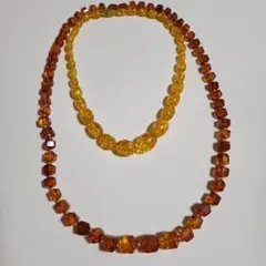 琥珀ネックレス　アンバーネックレス（黄色・オレンジ色）