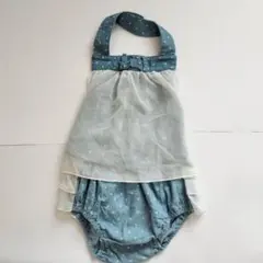 千趣会　水色ドット フリル付きツーウェイ　ドレスオール　ベビー　80