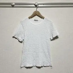 【美品】ZARA(ザラ) ジャガードカットソープルオーバー 半袖Tシャツ