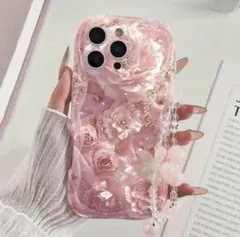 iPhone13 Pro Max 花柄 ピンク iPhoneケース ストラップ付