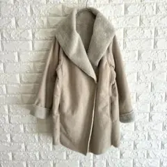 SALOON サルーン　フェイクファームートンコート　ビックカラー　アウターM