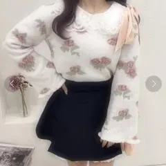 apres jour フラワージャガードニット