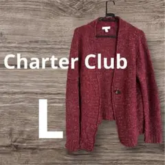 匿名配送✨Charter Club 赤 ボタン付きカーディガン Lサイズ