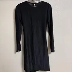 黒 長袖 ミニワンピース バックオープン　サイズL