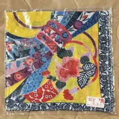4️⃣ 紅型 てぃさーじ 綿 100% 沖縄 てぬぐい 柄地 花の模様 新品 未使用