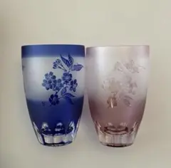 美品 ぎやまん 北一硝子 万華鏡万能 グラス 2コペアセット 小樽