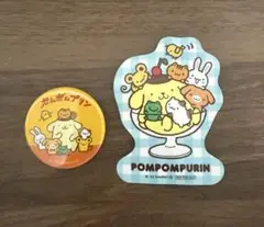 ポムポムプリン　池袋ポップアップ　缶バッジ＆ステッカーセット