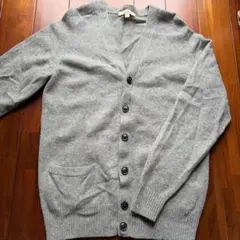 ユニクロ　グレー Ｖネックカーディガン Mサイズ　ウール100%