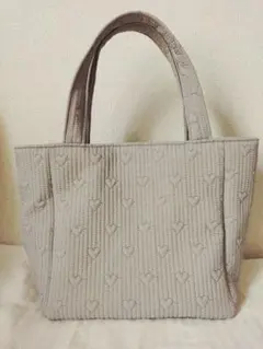GW SALE ハンドメイド☆ポリエステルハート刺繍ヌビバッグ グレージュ