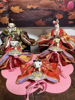 雛人形 動物モチーフ 5人飾り ひな祭り