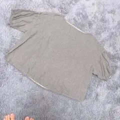 グレー チェック柄 半袖 チュニック　ナチュラル