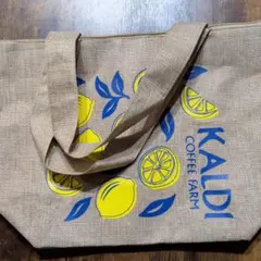KALDI　レモン柄　トートバッグ　ファスナー付き