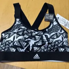 アディダス　ブラトップ ・スポーツブラ ロゴ 総柄　モノトーン　Ｍ
