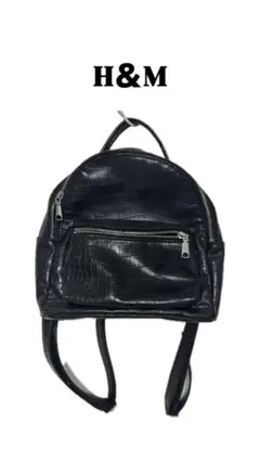 H&M クロコダイル風 ブラックバックパック リュック