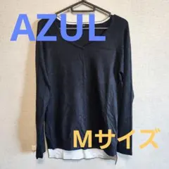 AZUL ニット 黒 カットソー セーター 黒 白 バイカラー Mサイズ