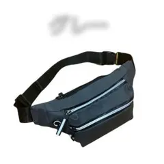 【3WAY】新品 防水ボディバッグ 反射材付き 3ポケット 前/後/腰 グレー