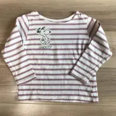 プティマイン スヌーピー ボーダーカットソー 90 ピンク