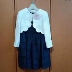 プティマイン　セレモニーワンピース&ジャケットセット　ネイビー　120cm