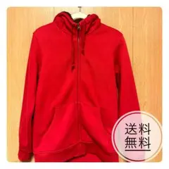 ユニクロ UNIQLO 裏ボア フルジップ パーカー 赤 レッド L