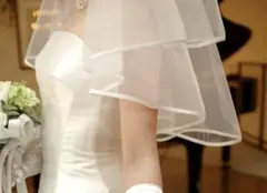 ウエディングベール　パイピング　オフホワイト