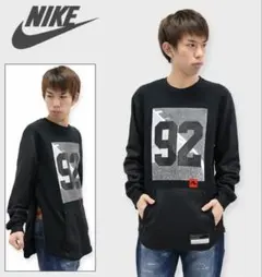 ナイキ NIKE スウェット トレーナー ロング丈 カンガルーポケットBLK S