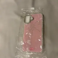 ストーン付きピンクリボンiPhone16ケース