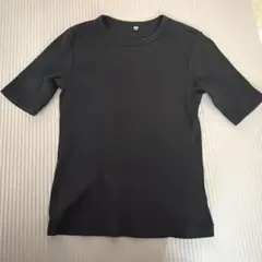 UNIQLO ユニクロ リブクルーネックTシャツ リブTシャツ 半袖 ブラック
