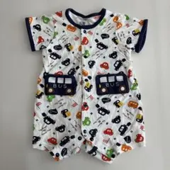 車とバスのプリントロンパース　60〜70cm