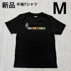 マリオ　半袖Tシャツ　ユニバ　USJ　メンズ　黒　ブラック　ロゴ　Mサイズ　新品