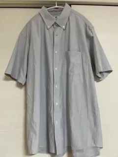 UNIQLO ユニクロ 半袖 ボタンダウンシャツ ライトグレー XL
