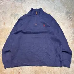 【美品】Polo byRalph Lauren ハーフジップXL ネイビー