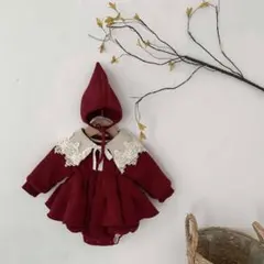 【新品未使用】海外ベビー服♡73♡女の子冬服♡フリルワンピース風ロンパース