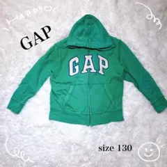 【GAP】130㎝　ビンテージ　緑　グリーン　ジップ　ポケット　パーカー