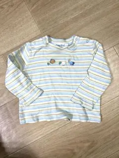 familiar 80サイズ 青ボーダーカットソー