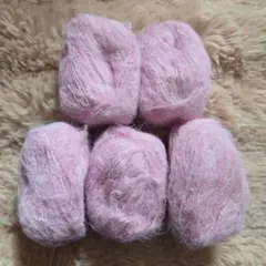 アルパカ　モヘアブレンド毛糸　ピンク　5玉　125g　編み物