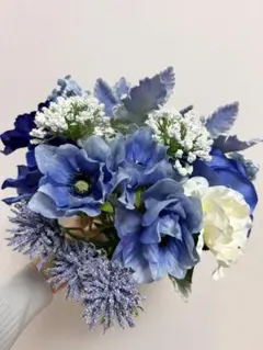 ウエディングブーケ 造花 青