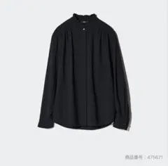 【新品】ユニクロ　ブラックフリル襟長袖ブラウス　Sサイズ